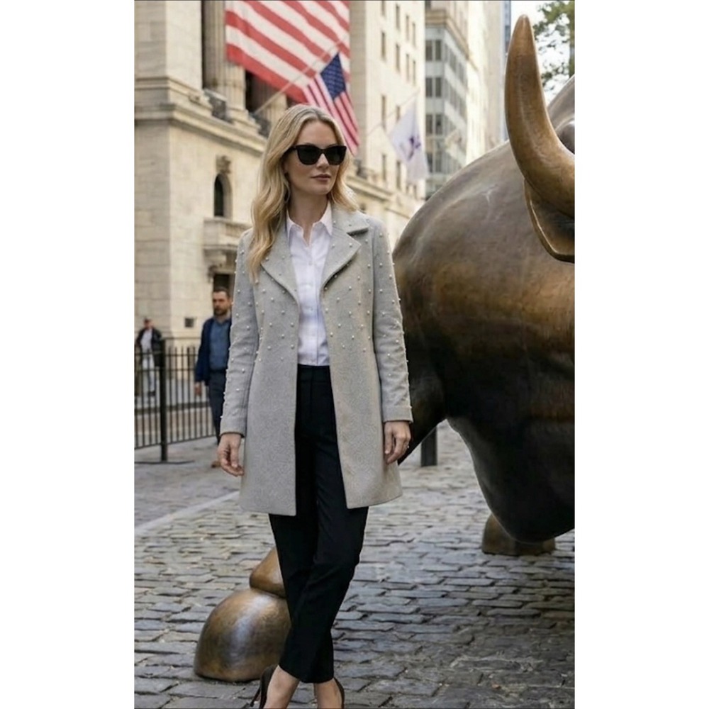 Coquette NWT Gray Wool Coat with Pearl Accents Women's  Womens Size XS